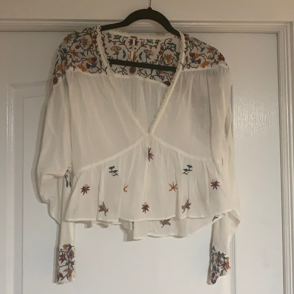 FREE PEOPLE Sheer embroidered blouse